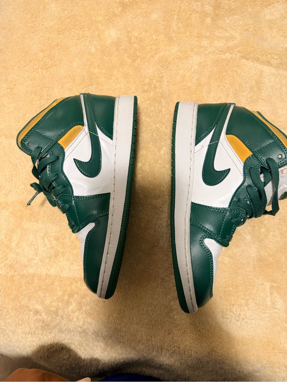 Nike Kids Green, White and Yellow Mid-Top Sneakers